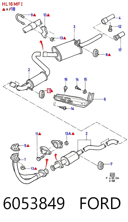 Подушка глушителя 6053849 Ford
