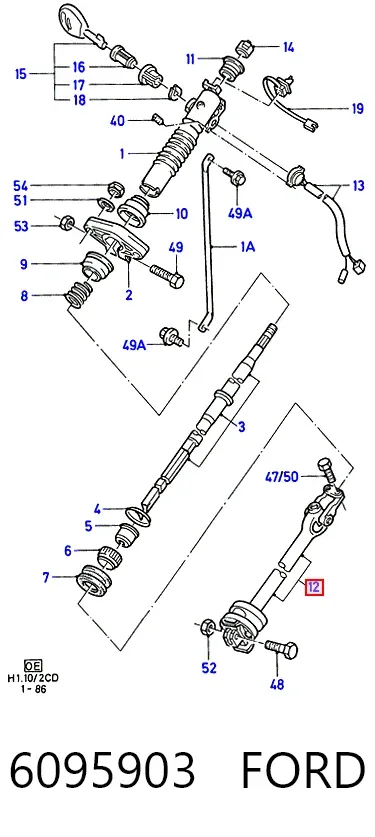 Вал рулевой колонки 6095903 Ford