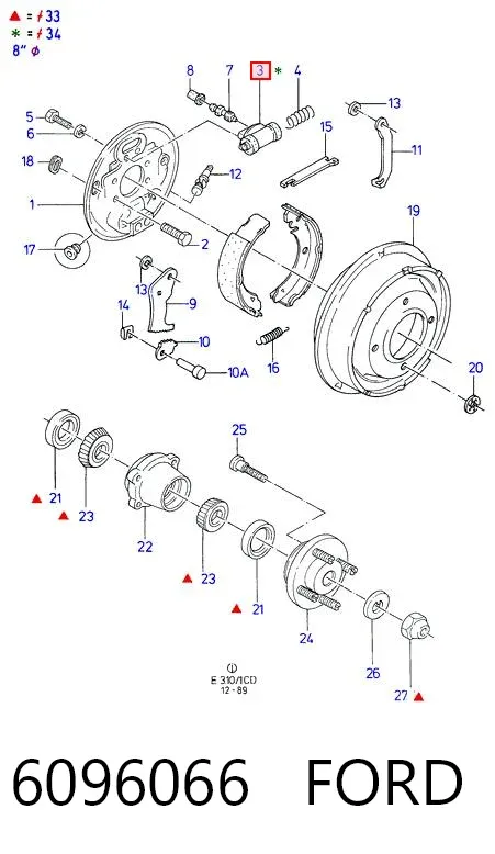 Цилиндр тормозной колесный 6096066 Ford