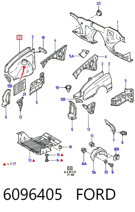 Крыло переднее правое 6096405 Ford