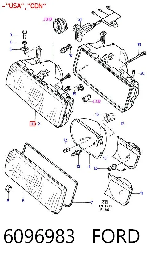 Левая фара 6096983 Ford
