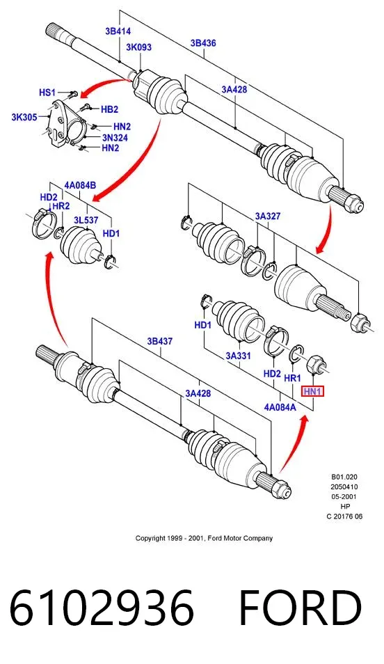 Гайка передней ступицы 6102936 Ford