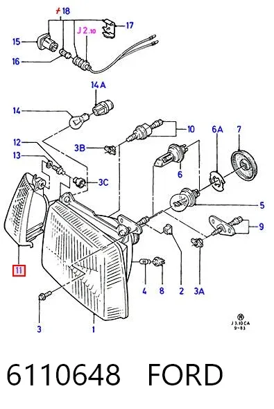 Поворотник правый 6110648 Ford