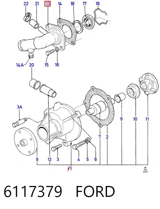 Корпус термостата 6117379 Ford