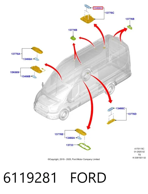 Лампочка освещения салона 6119281 Ford