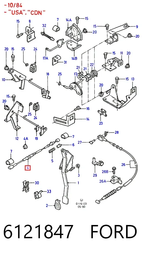 Трос газа 6121847 Ford