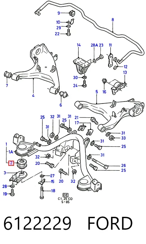 Сайлентблок задней балки 6122229 Ford
