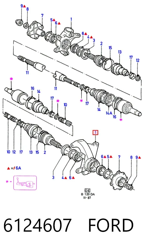 Цапфа передняя правая 6124607 Ford