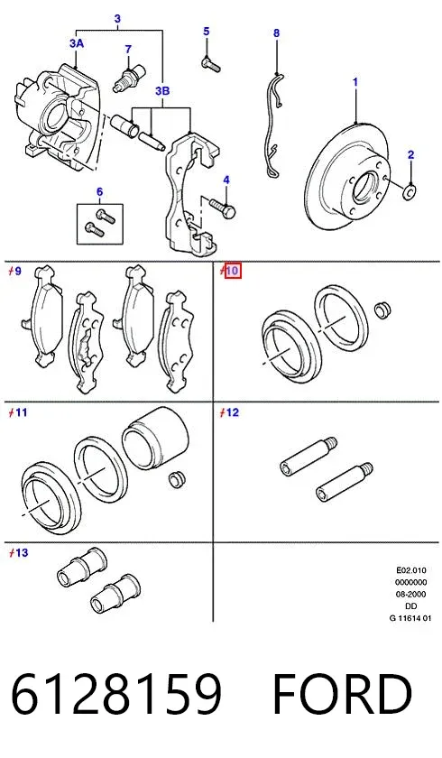 Ремкомплект переднего суппорта 6128159 Ford