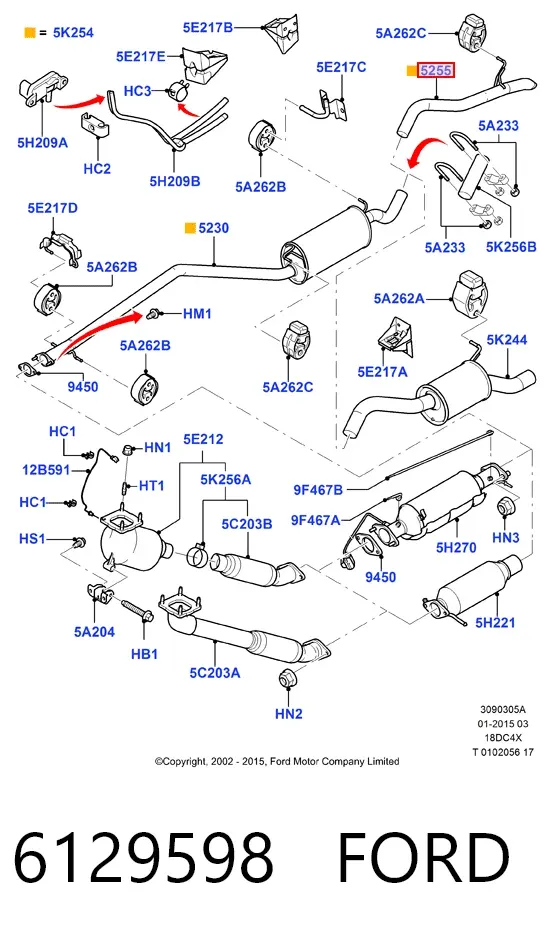 Центральная часть глушителя 6129598 Ford
