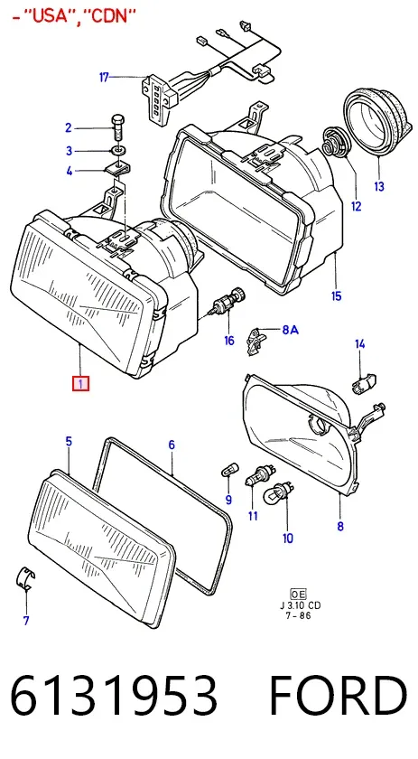 Левая фара Ford Sierra I