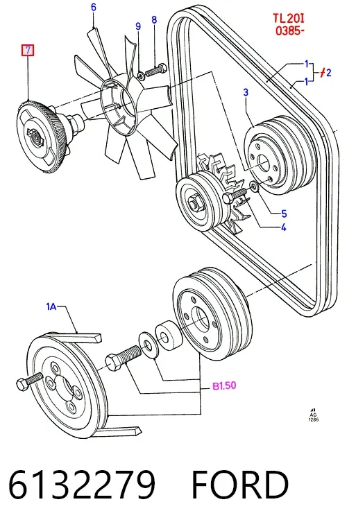 Вискомуфта вентилятора 6132279 Ford