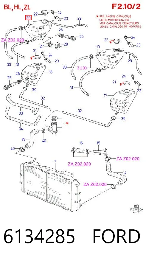 Бачок системы охлаждения 6134285 Ford