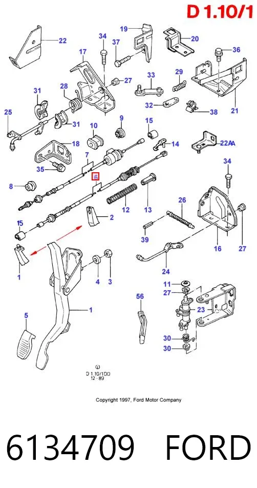 Трос газа 6134709 Ford