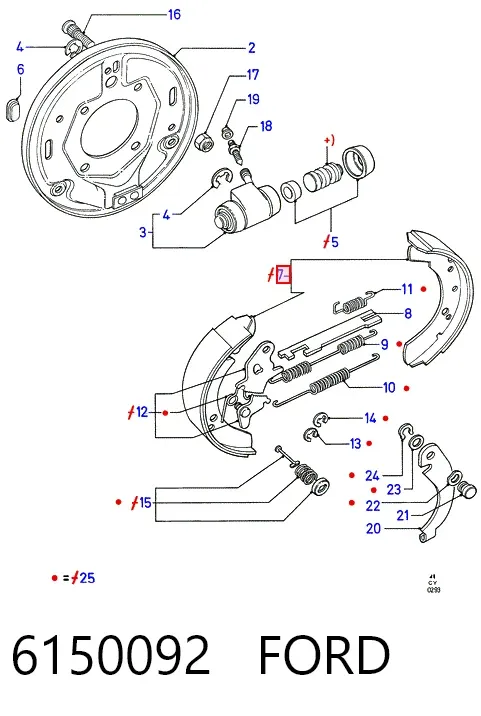Задние барабанные колодки 6150092 Ford