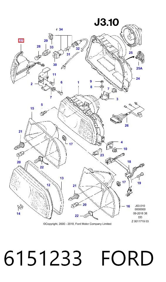 Поворотник левый 6151233 Ford