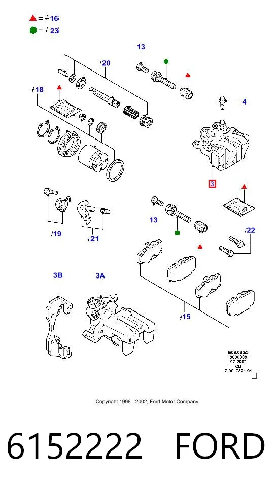 Суппорт задний правый 6152222 Ford