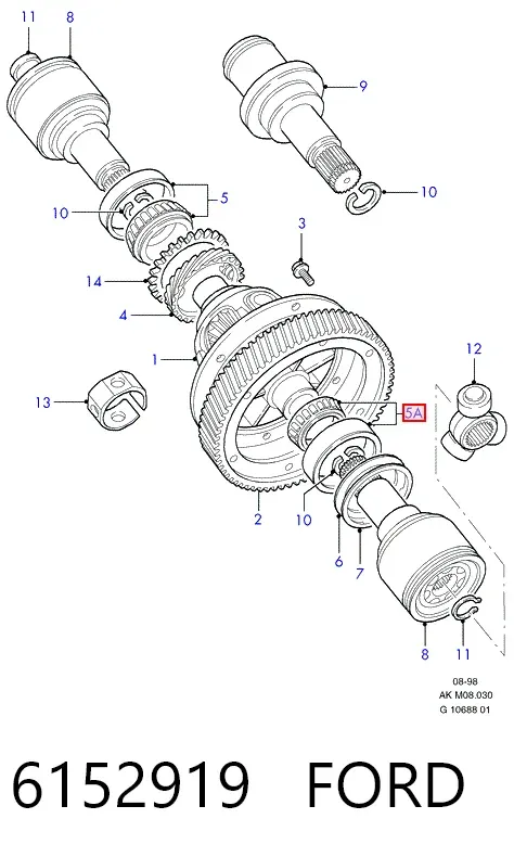 Подшипник полуоси переднего моста 6152919 Ford