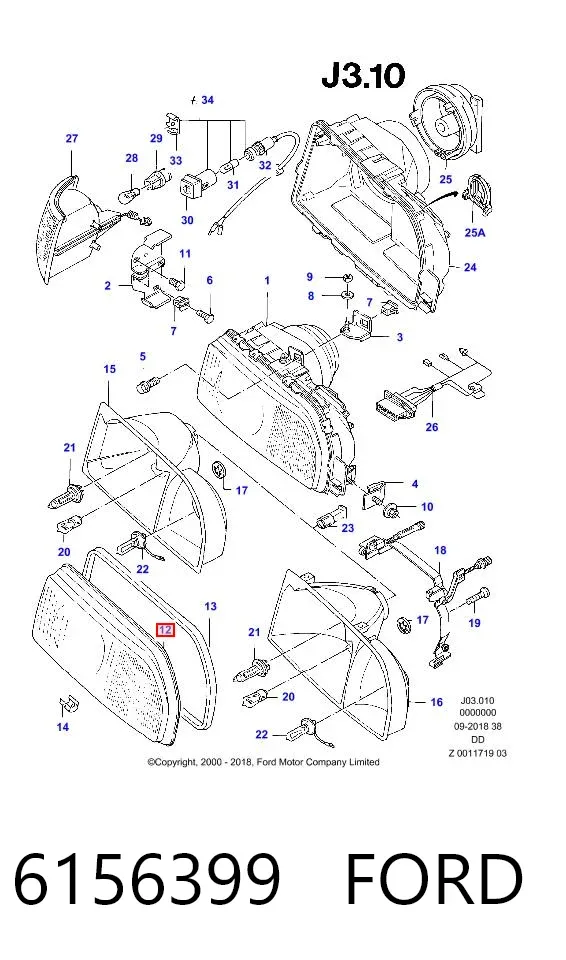 Стекло фары левой 6156399 Ford