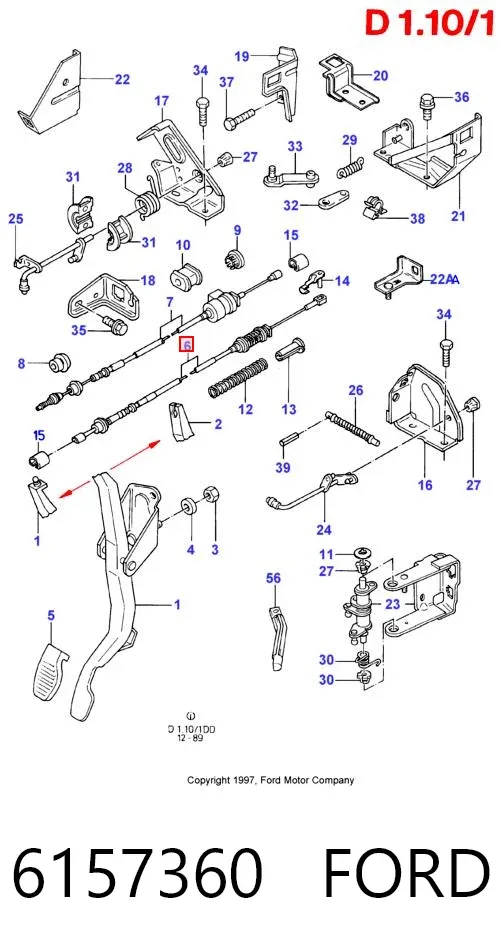 Трос газа 6157360 Ford
