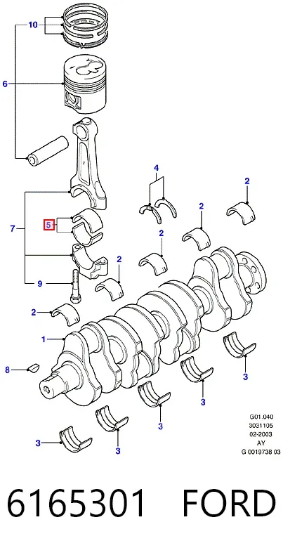 Вкладыши шатунные, 1-й ремонт Ford Fiesta Mk3