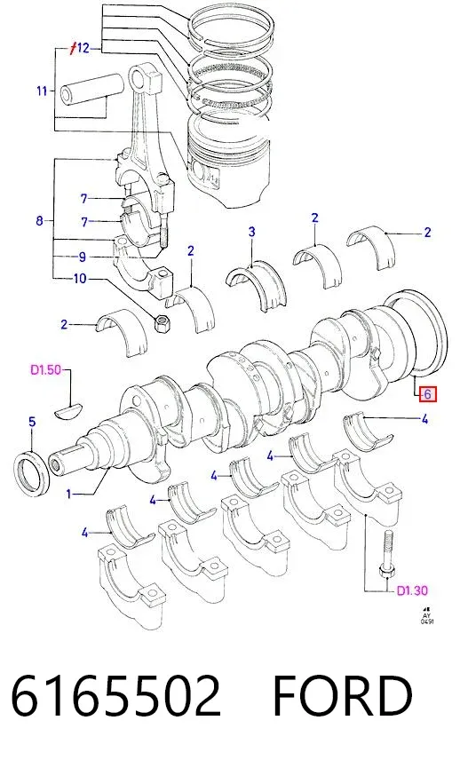 Сальник коленвала задний 6165502 Ford