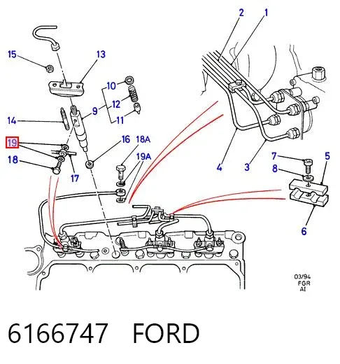 Кольцо уплотнительное штуцера обратного шланга форсунки 6166747 Ford