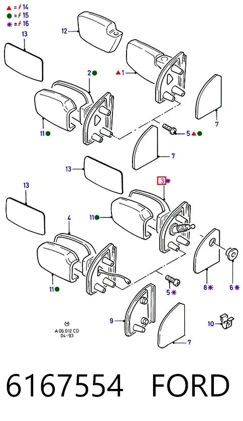 Левое боковое зеркало 6167554 Ford
