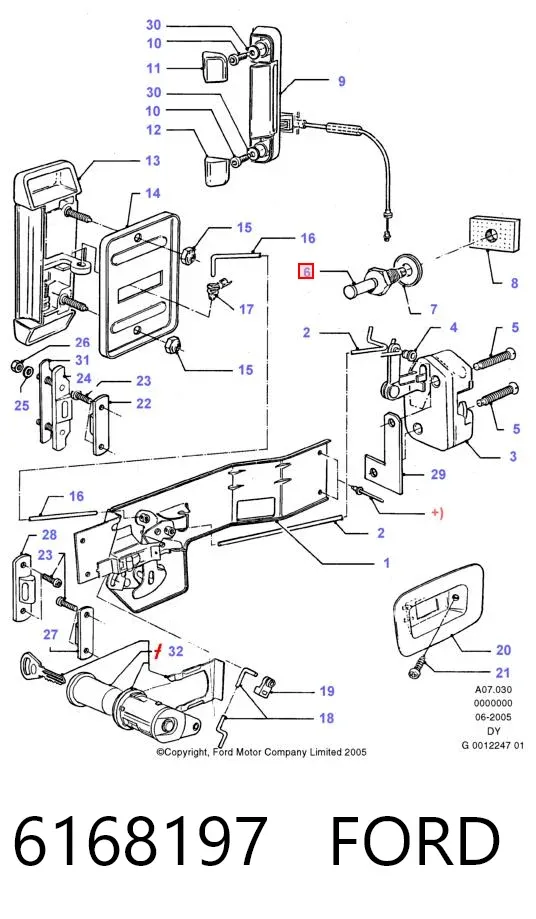 Петля-зацеп (ответная часть) замка двери передней 6168197 Ford