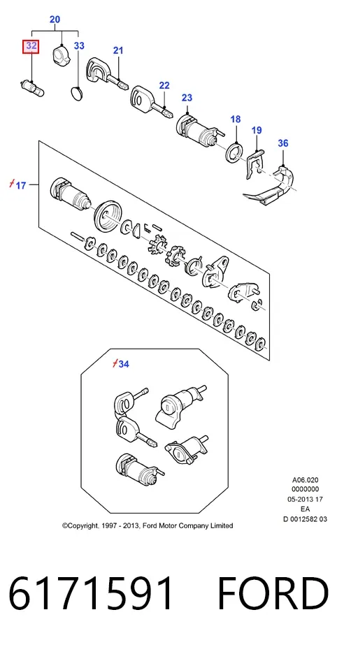 Ручка двери передней наружная правая 6171591 Ford
