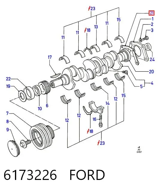 Прокладка задней крышки коленвала 6173226 Ford