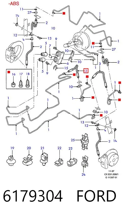 Задний тормозной шланг 6179304 Ford