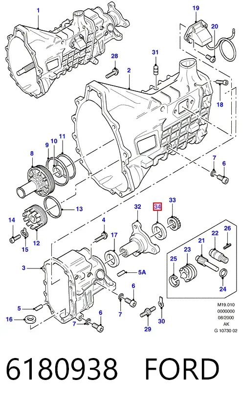 Сальник АКПП/КПП (выходного/вторичного вала) 6180938 Ford
