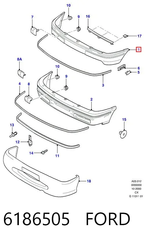 Передний бампер 6186505 Ford