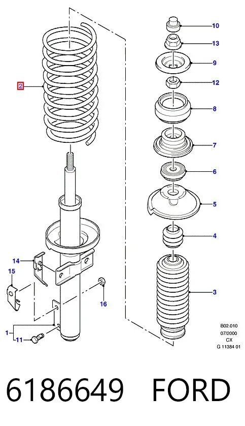Передняя пружина 6186649 Ford