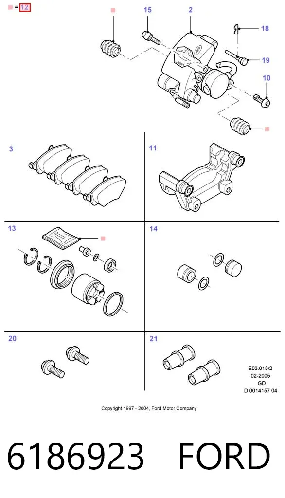 Ремкомплект переднего суппорта 6186923 Ford