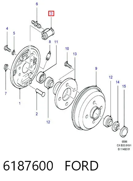 Цилиндр тормозной колесный 6187600 Ford