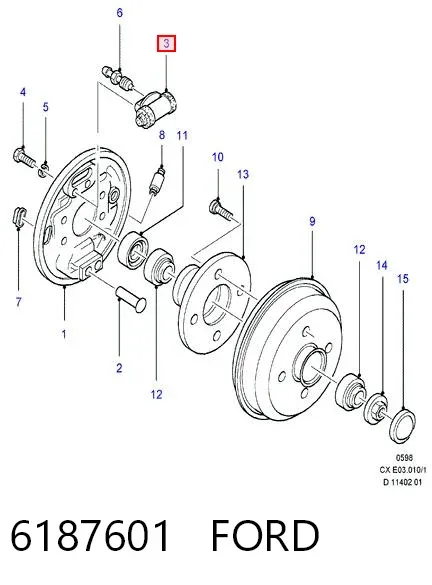 Цилиндр тормозной колесный 6187601 Ford