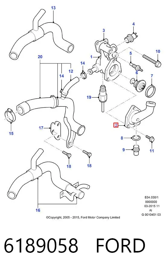 Фланец системы охлаждения 6189058 Ford