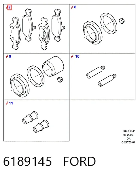Передние тормозные колодки 6189145 Ford