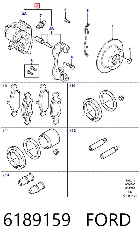 Суппорт тормозной передний правый 6189159 Ford