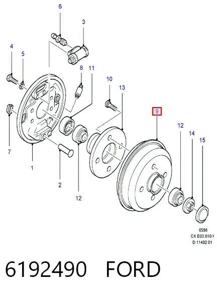 Тормозной барабан 6192490 Ford