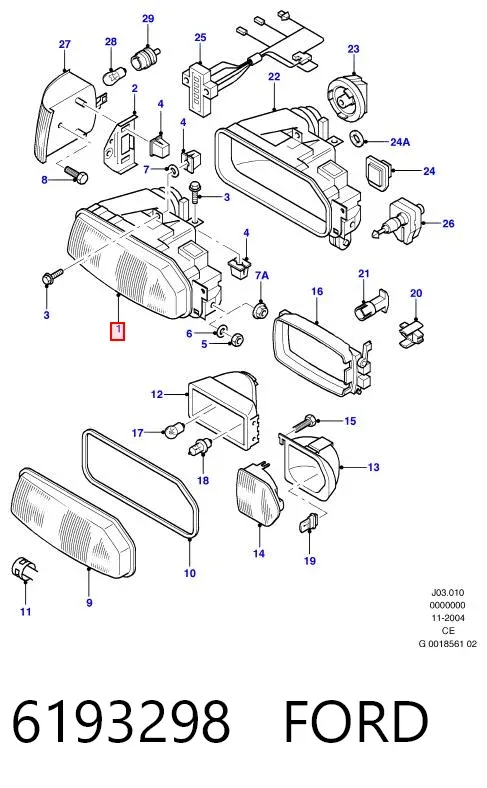 Левая фара 6193298 Ford