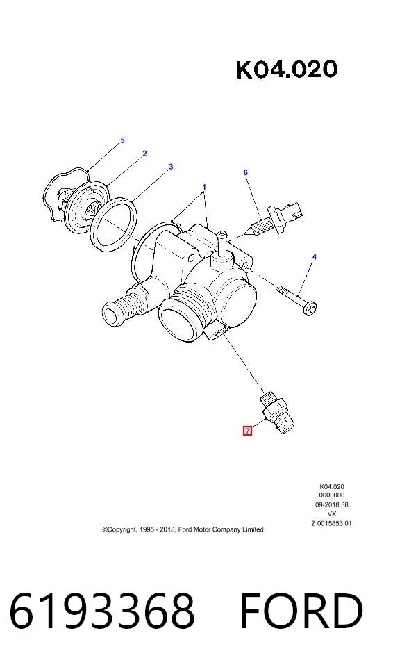 Датчик температуры охлаждающей жидкости 6193368 Ford