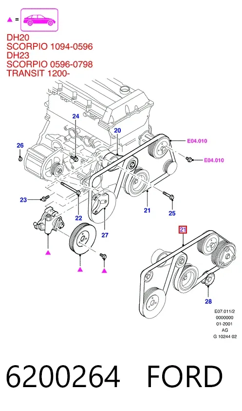 Ремень генератора 6200264 Ford