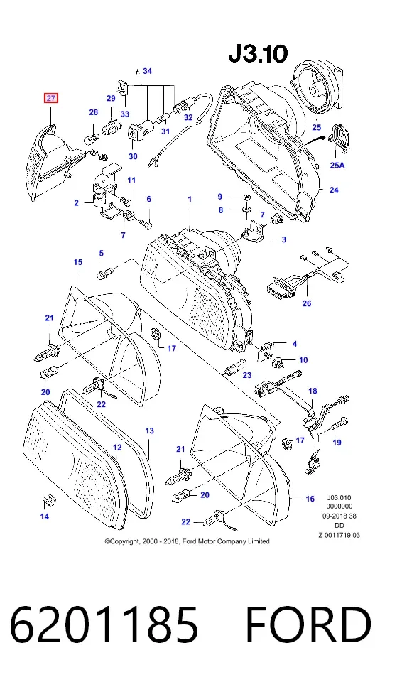 Поворотник левый 6201185 Ford