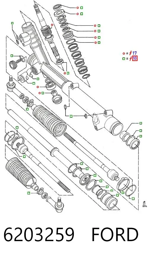 Ремкомплект рулевой рейки 6203259 Ford