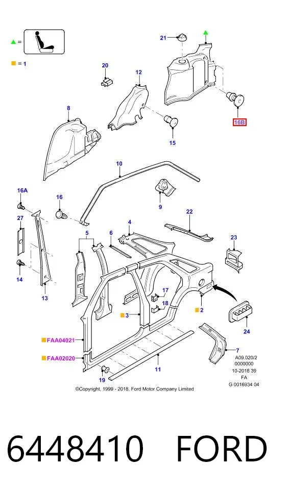 Пистон (клип) утеплителя капота 6448410 Ford