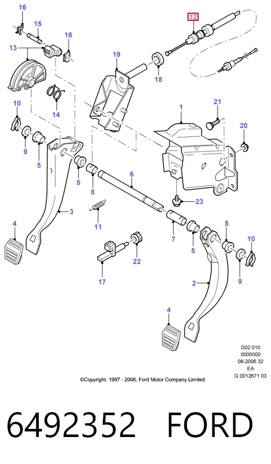 Трос сцепления 6492352 Ford