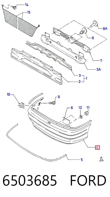 Задний бампер 6503685 Ford